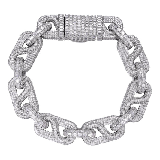 HarlemBling MOISSANITE 14mm Mens Iced Gucci Infinity Link Bracelet Hip Hop Diamond Test  