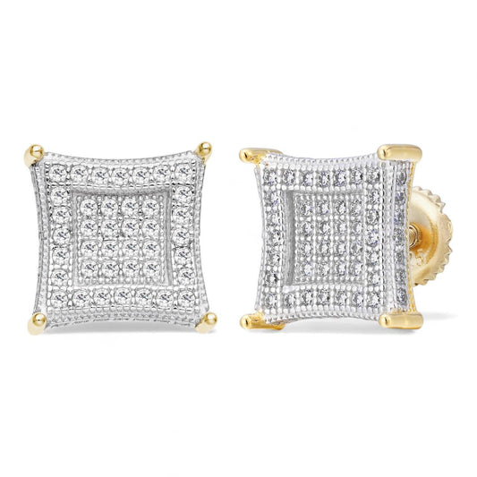 HarlemBling MOISSANITE 3D Kite Classic Iced Out Earrings - 14k Gold Vermeil 925 Silver - 11mm