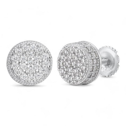 HarlemBling MOISSANITE 3D Round Iced Out Earrings - 925 Silver - 8mm