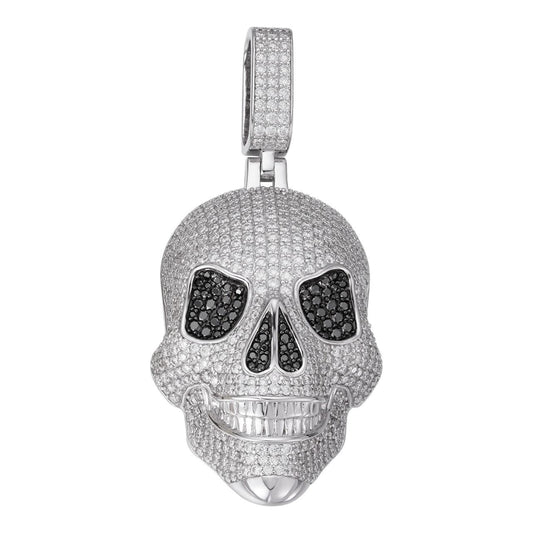 HarlemBling MOISSANITE 3D Skull Iced Out Pendant - 925 Silver - 3 Sizes 1.5"-3.5"