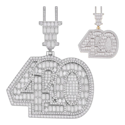 HarlemBling MOISSANITE 420 Plug Marijuana Weed Pendant - 14k Gold Vermeil Or 925 Silver - Large 2.5"