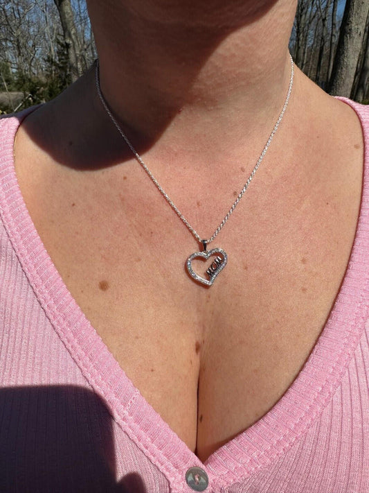 HarlemBling MOISSANITE 925 Silver/Gold Iced Mom Heart Shape Love Mother Day Pendant Necklace