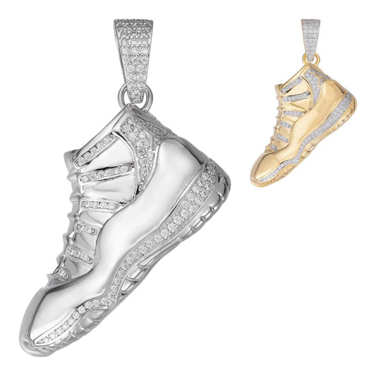HarlemBling MOISSANITE Air Jordan 45 Nike Sneaker Pendant - 14k Gold Vermeil Or 925 Silver - Medium 2"