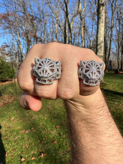 HarlemBling MOISSANITE & Emerald Geometric Panther Iced Hip Hop Ring Real Solid 925 Silver