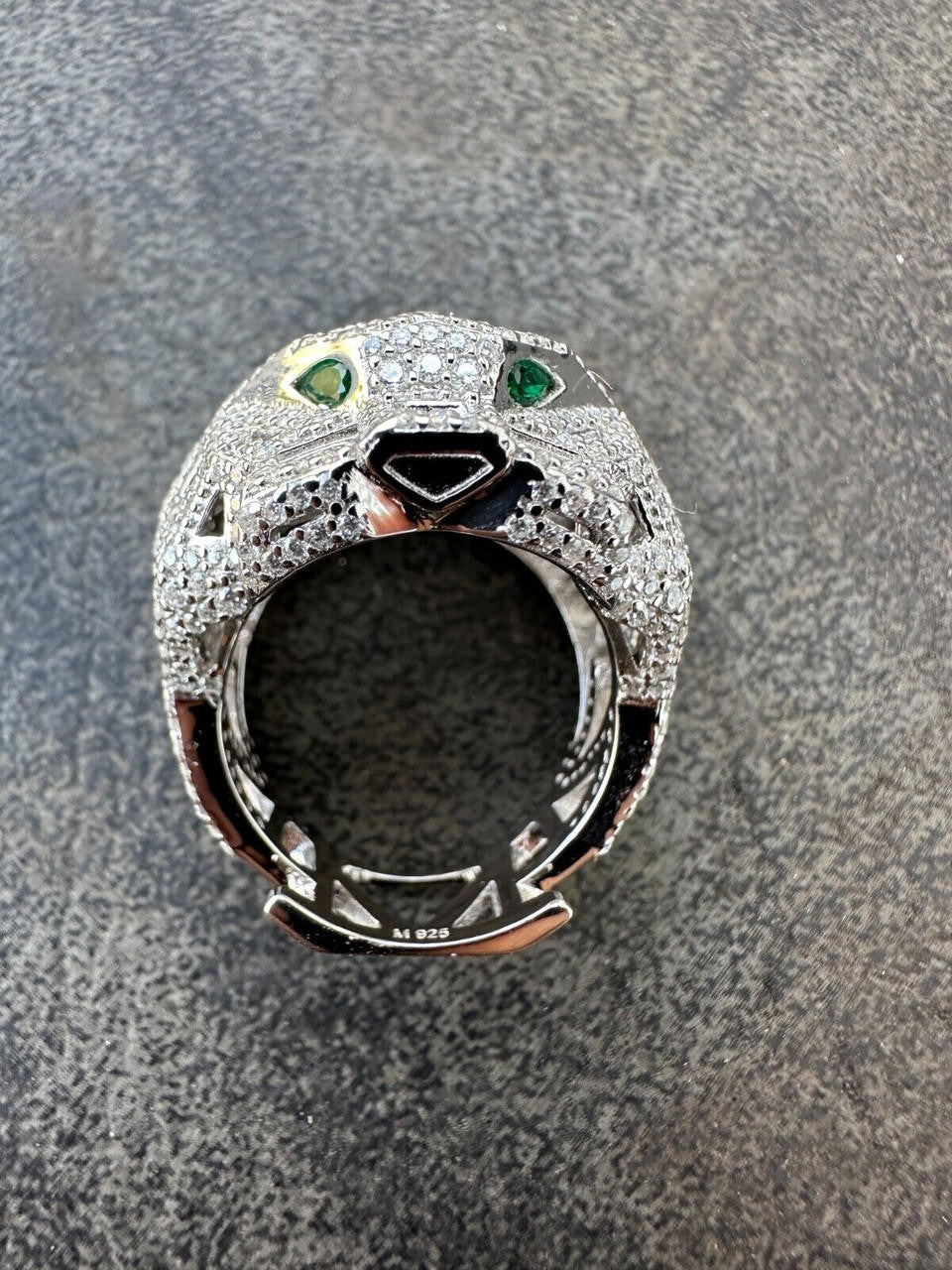 HarlemBling MOISSANITE & Emerald Geometric Panther Iced Hip Hop Ring Real Solid 925 Silver