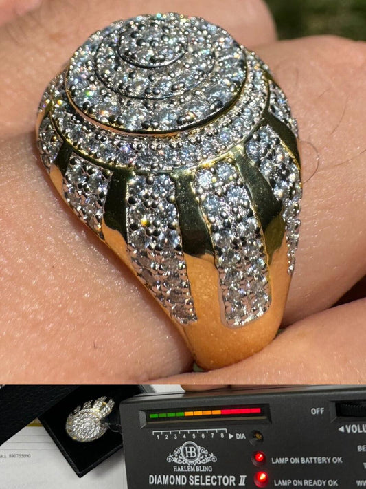 HarlemBling MOISSANITE Arabian Royal Crown Iced Out Ring - 14k Gold Vermeil 925 Silver