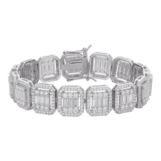 HarlemBling MOISSANITE Baguette Custom Rapper Bracelet Iced Out - 925 Silver - 16mm - 7"-8.5"