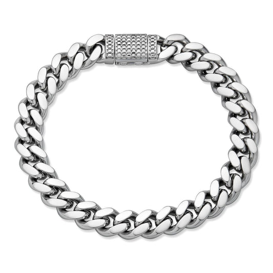 HarlemBling MOISSANITE Baguette Iced Clasp Miami Cuban Link Bracelet - 925 Silver - 7"-8.5" - 5mm-12mm