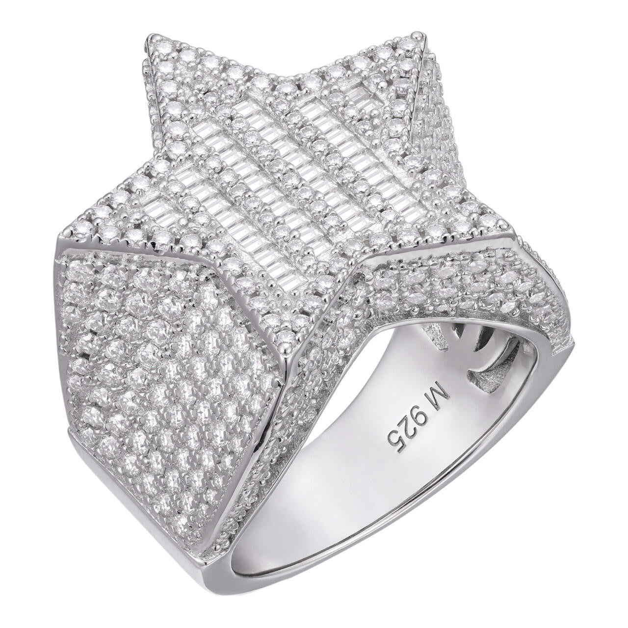 HarlemBling MOISSANITE Baguette Rap Star Ring - 925 Silver