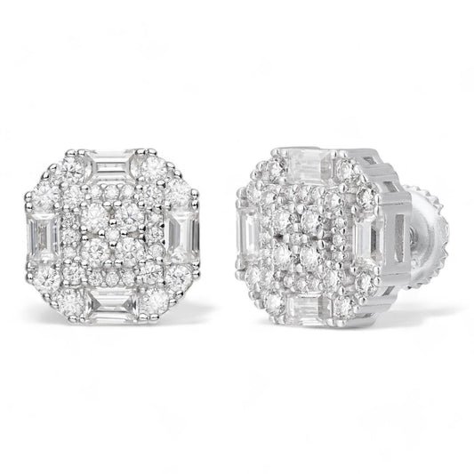 HarlemBling MOISSANITE Baguette Star Iced Out Earrings - 925 Silver - 10mm