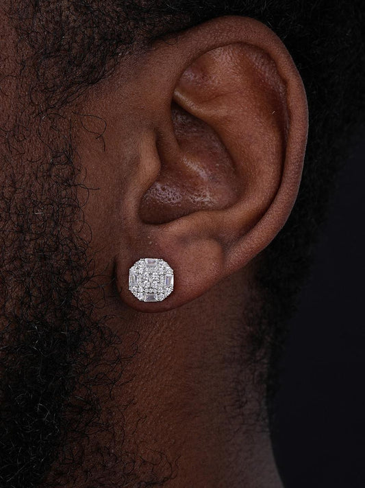 HarlemBling MOISSANITE Baguette Star Iced Out Earrings - 925 Silver - 10mm