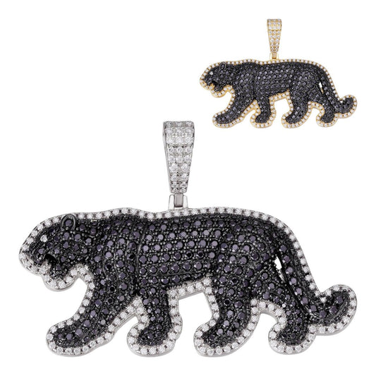 HarlemBling MOISSANITE Black Panther Pendant - 14k Gold Vermeil Or 925 Silver - Small 1.5"