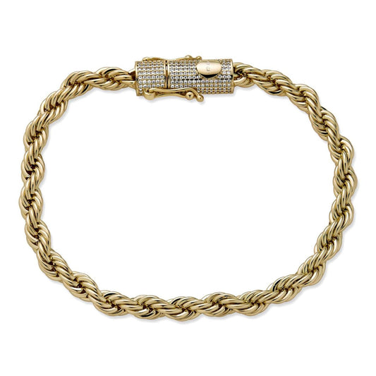 HarlemBling MOISSANITE CLASP Rope Bracelet - 14k Gold Plated Stainless Steel - 7.5"-8.5" - 4mm-6mm