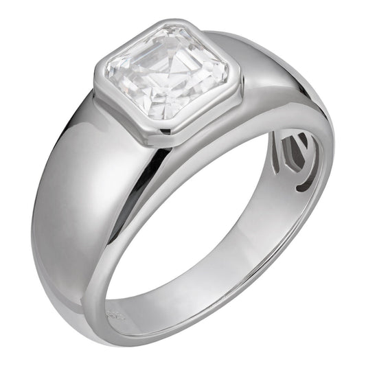 HarlemBling MOISSANITE Classic Big Rock Asscher Cut Ring - 925 Silver