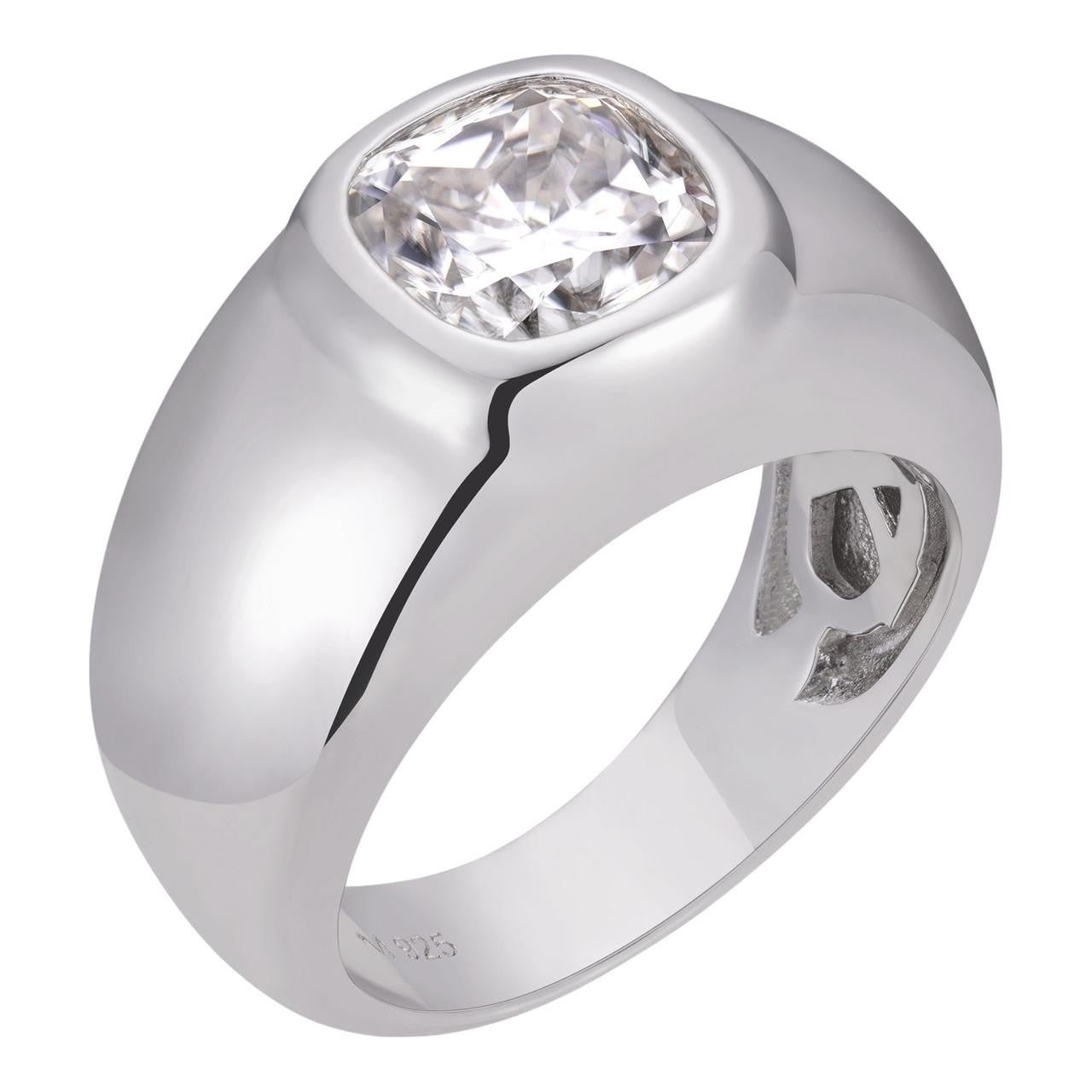 HarlemBling MOISSANITE Classic Big Rock Cushion Cut Ring - 925 Silver