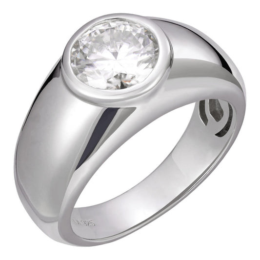 HarlemBling MOISSANITE Classic Big Rock Round Brilliant Cut Ring - 925 Silver
