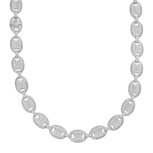 HarlemBling MOISSANITE Classic Gucci Link Chain Necklace Iced Out - 925 Silver - 12mm - 18"-30"