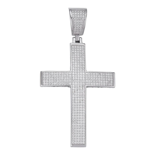 HarlemBling MOISSANITE Classic Iced Out Cross Pendant - 925 Silver - Large 2.5"