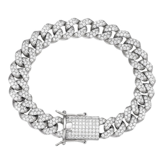 HarlemBling MOISSANITE Classic Miami Cuban Link Bracelet Iced Out - 925 Silver - 6mm-18mm - 7-8.5"