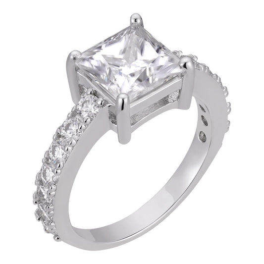 HarlemBling MOISSANITE Classic Princess Cut Engagement Ring - 925 Silver - 1.7ct-3.7ct TW