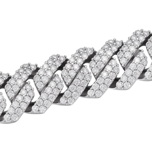 HarlemBling MOISSANITE Classic Prong Cuban Necklace Chain - 925 Silver - 14mm - 16"-30"