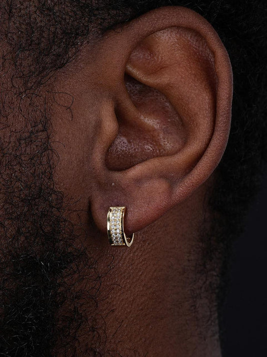 HarlemBling MOISSANITE Classic Small Huggie Iced Out Hoops - 14k Gold Vermeil 925 Silver - 12mm