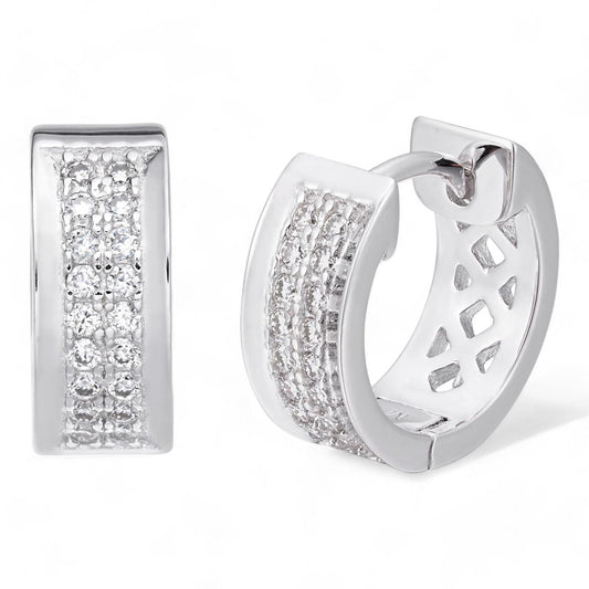 HarlemBling MOISSANITE Classic Small Huggie Iced Out Hoops - 925 Silver - 12mm