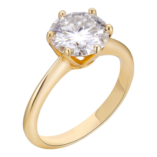 HarlemBling MOISSANITE Classic Solitaire Engagement Ring - 14k Gold Vermeil 925 Silver - 0.5ct-4ct TW