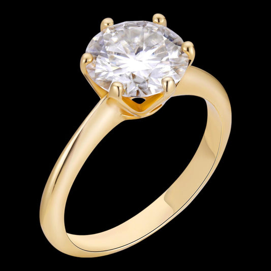 HarlemBling MOISSANITE Classic Solitaire Engagement Ring - 14k Yellow Gold - 2ct