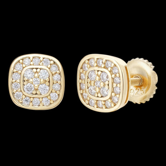 HarlemBling MOISSANITE Cushion Square Earrings - 10k Yellow Gold - 7mm