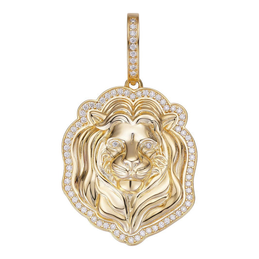 HarlemBling MOISSANITE Custom Lion Pendant - 14k Gold Vermeil 925 Silver - 3 Sizes 1.5"-2.5"