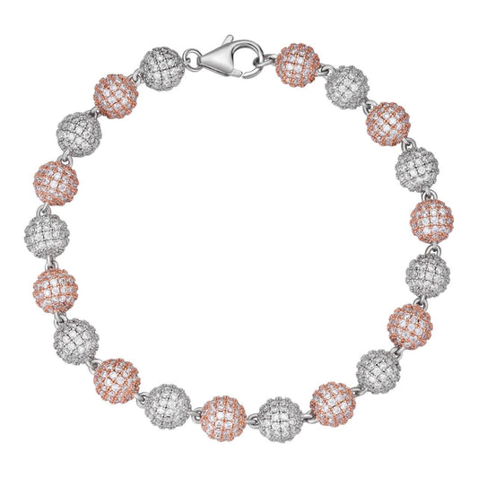 HarlemBling Moissanite Disco Moon Ball Bracelet 925 Silver & 14k Rose Gold Pass Diamond Test