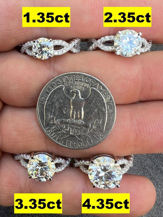 HarlemBling Moissanite Engagement Infinity Promise Ring Pass Diamond Tester Real 925 Silver