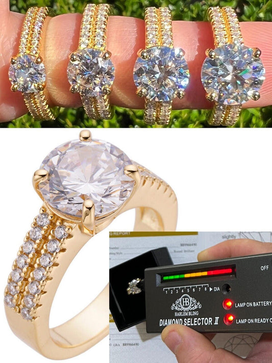 HarlemBling Moissanite Engagement Promise Ring Pass Diamond Test 14k Gold Vermeil 925 Silver