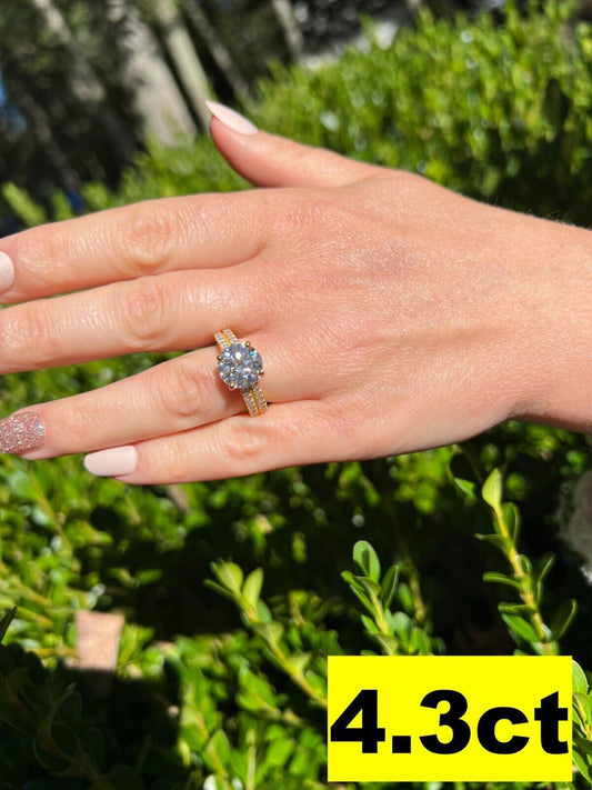 HarlemBling Moissanite Engagement Promise Ring Pass Diamond Test 14k Gold Vermeil 925 Silver