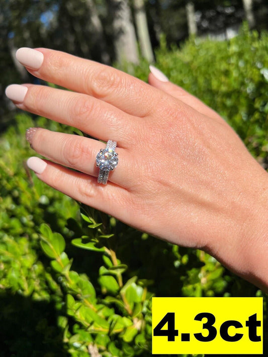 HarlemBling Moissanite Engagement Promise Ring Passes Diamond Tester 925 Silver 1.3ct-4.3ct