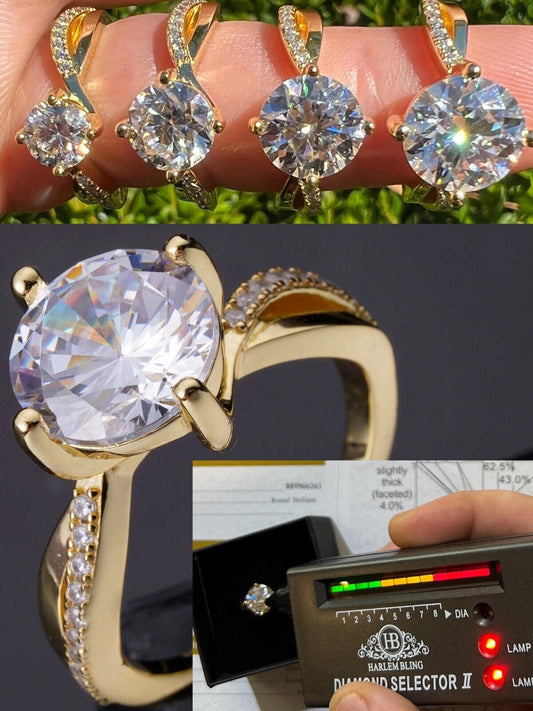 HarlemBling Moissanite Engagement Promise Wedding Ring 14k Gold Vermeil Real 925 Silver