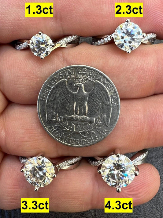 HarlemBling Moissanite Engagement Promise Wedding Ring Pass Diamond Tester Real 925 Silver