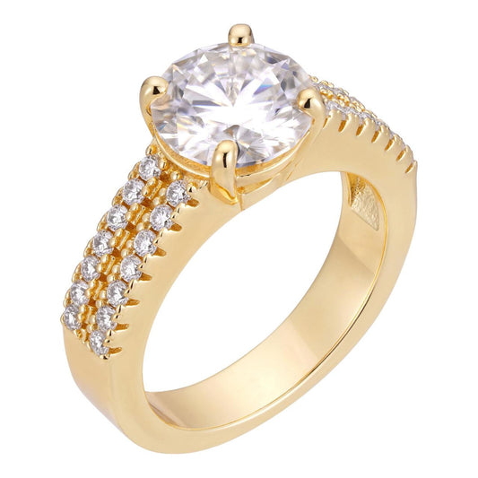 HarlemBling MOISSANITE Eternal Flame Engagament Ring - 14k Gold Vermeil 925 Silver - 1.3ct-4.3ct TW