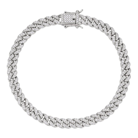 HarlemBling MOISSANITE Everyday Wear Cuban Bracelet Iced Out - 925 Silver - 6mm - 7-8"