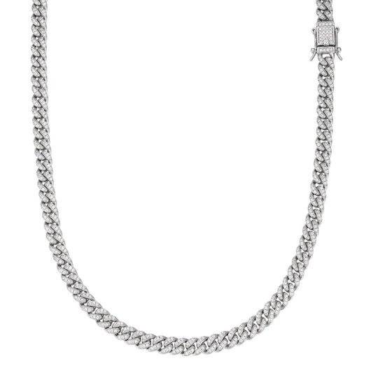 HarlemBling MOISSANITE Everyday Wear Cuban Chain Necklace Iced Out - 925 Silver - 6mm - 16"-30"