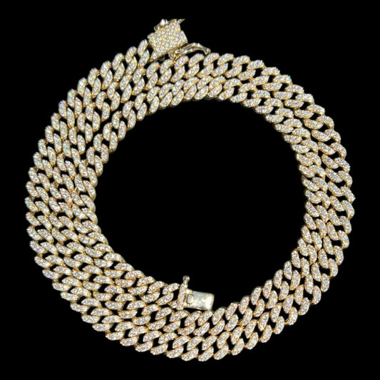 HarlemBling MOISSANITE Everyday Wear Miami Cuban Link Chain Necklace Iced Out - 10k Yellow Gold - 6mm- 16-30"