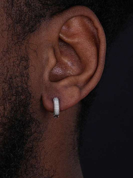 HarlemBling MOISSANITE Everyday Wear Small Huggie Iced Out Hoops - 925 Silver - 12mm