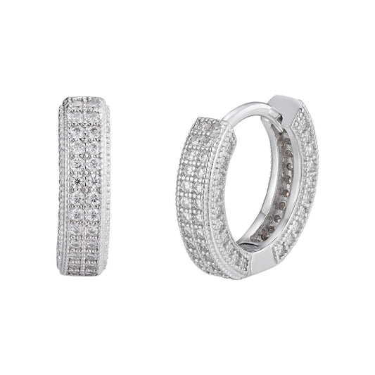 HarlemBling MOISSANITE Everyday Wear Small Huggie Iced Out Hoops - 925 Silver - 12mm