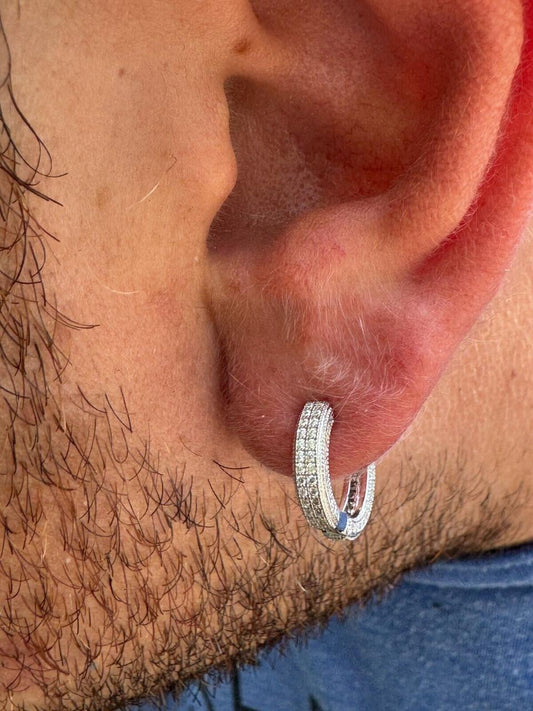 HarlemBling MOISSANITE Everyday Wear Small Huggie Iced Out Hoops - 925 Silver - 12mm