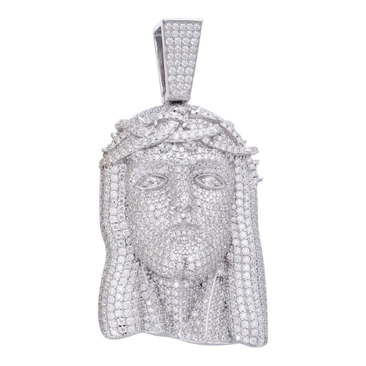 HarlemBling MOISSANITE Fully Iced Jesus Pendant - 925 Silver  - 3 Sizes 1.5"-3.25"