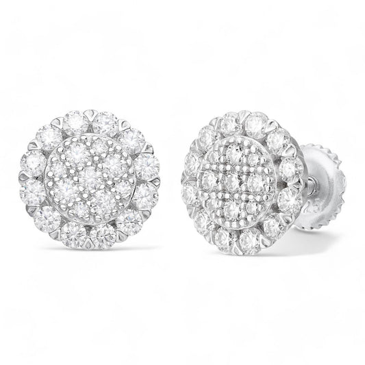 HarlemBling MOISSANITE Fully Iced Out Round Hip Hop Earrings - 925 Silver - 10.5mm