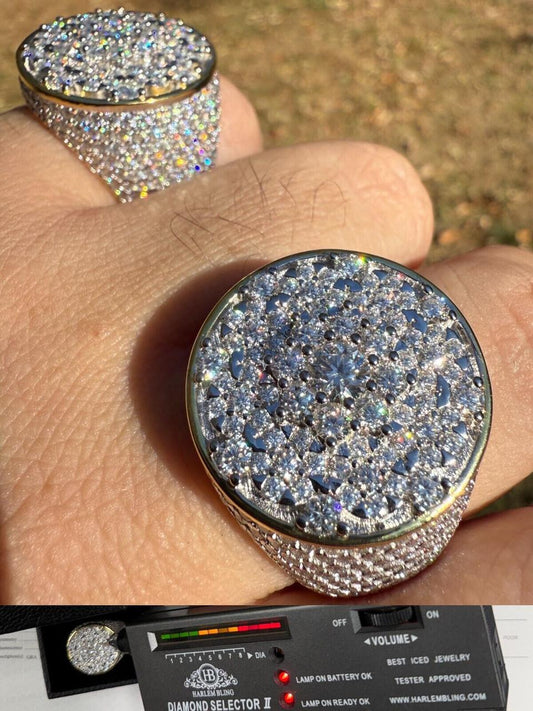 HarlemBling MOISSANITE Honeycomb Iced Out Ring - 14k Gold Vermeil 925 Silver