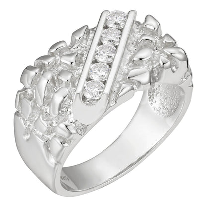 HarlemBling MOISSANITE Ice & Metal Nugget Ring - 925 Silver