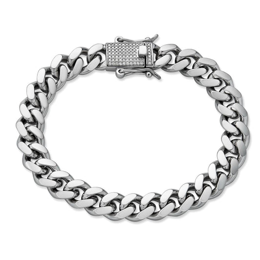 HarlemBling MOISSANITE Iced Clasp Miami Cuban Link Bracelet - 925 Silver - 7"-8.5" - 5mm-10.5mm